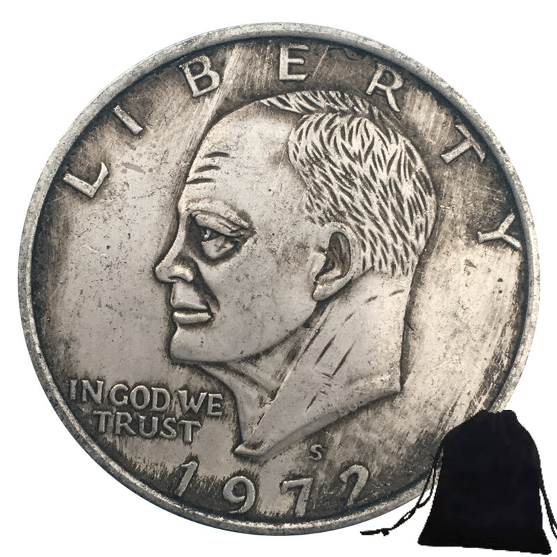 Luxury 1972 Liberty Eisenhower Half-Dollar Fun Couple Art Coin/Nightclub Decision Coin/Lucky Commemorative Pocket Coin+Gift Bag
