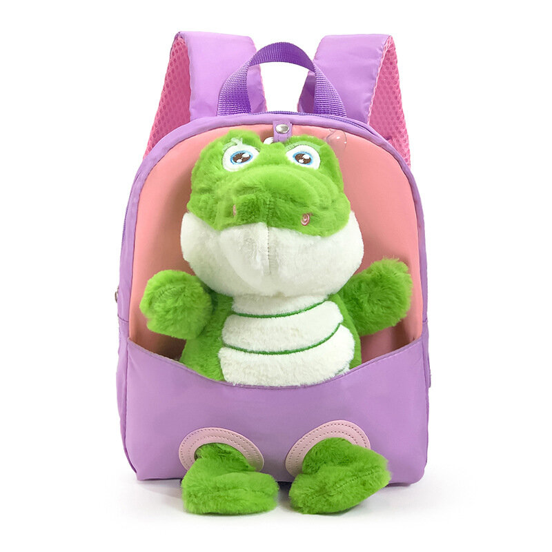 Creative Cute Crocodile Backpacks for Children Detachable Plush Doll Boy's Small Kids Backpack New Lovely School Bags рюкзак