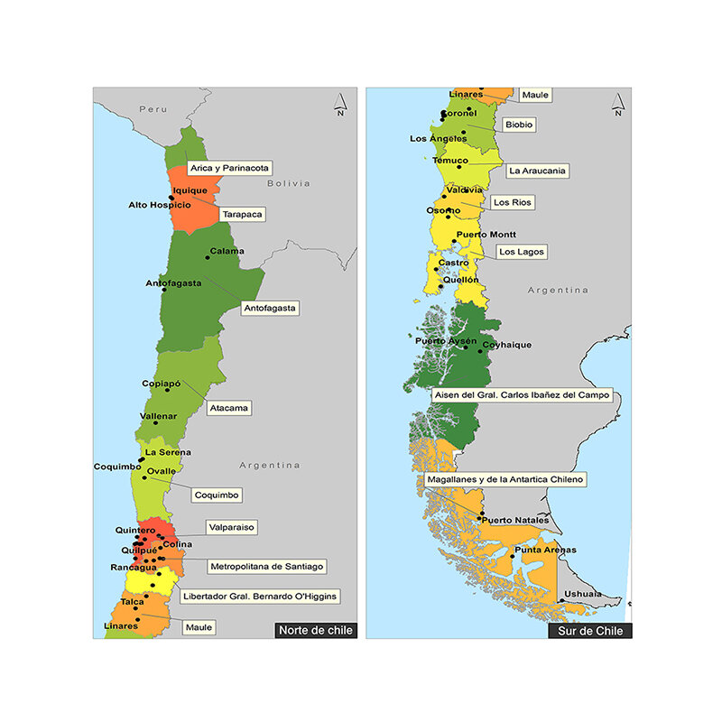 150*150 см политическая карта Чили на испанском, без рамки, принты, нетканый холст, фотоплакат, украшение для дома