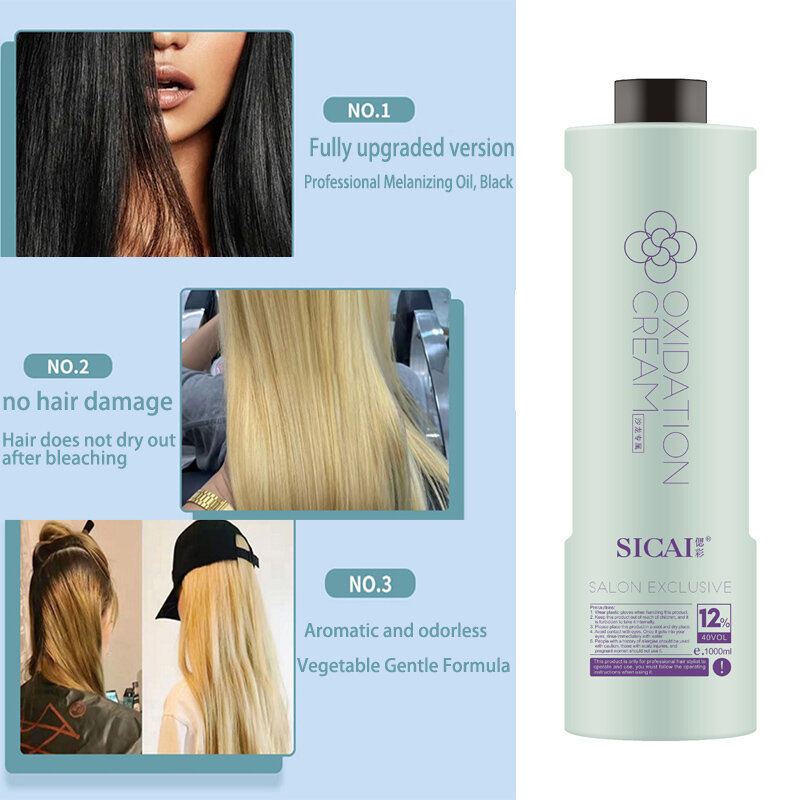 H2O2 profesjonalne naturalne włosy nadtlenek Gream Dioxygen mleko do farba do włosów farbowanie Bleach woskowanie proszek wybielający 6 9 12%