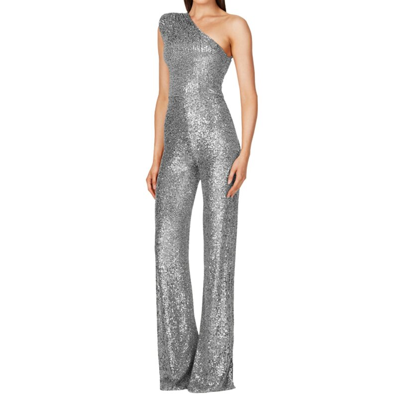 Sequin Sleeveless Fitness Rompers Female Jumpsuit Outfits Elegant Straight Party Wear Simple Plus Size Jumpsuits Women Bodysuits