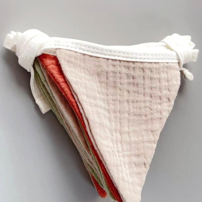 Dwustronna tkanina czysta bawełna nadruk flaga trójkątna ścianę girlandy do zawieszenia Baby Shower Party baner z chorągiewkami Oranament do pokoju dziecięcego