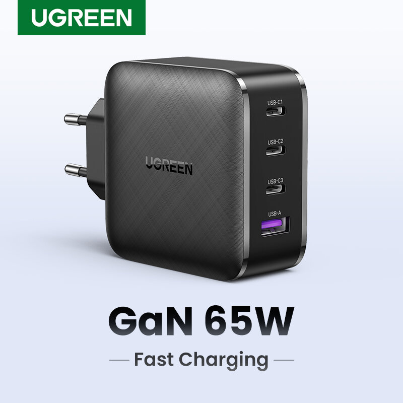 UGREEN 65W GaN Charger Quick Charge 4.0 3.0 Type C PD USB Charger with QC 4.0 3.0 Fast Charger for iPhone 15 14 13 Xiaomi Laptop