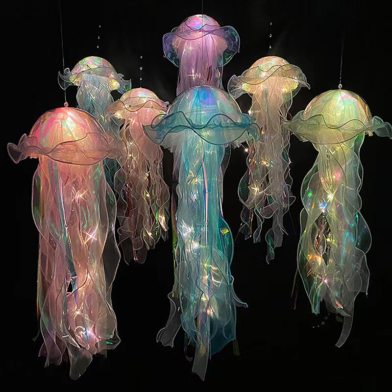 Lampa meduza przenośna w kwiaty do pokoju dekoracja atmosfery lampka nocna do sypialni dekoracja domu