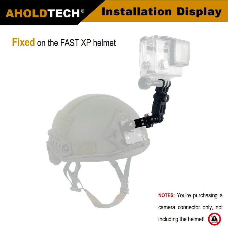 CNC Alumínio Alloy Helmet Camera, adaptador de braço de ajuste multidirecional, NVG Mount, conector Base para câmeras Gopro Hero