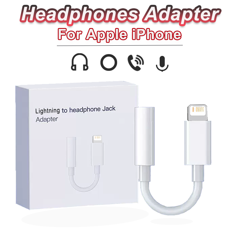 Adaptador de auscultadores para iPhone, fone de ouvido Jack Cabo, Aux Audio Splitter, Iluminação para 3,5mm, iPhone 14, 12, 13, 11, X, 8, 7 Plus