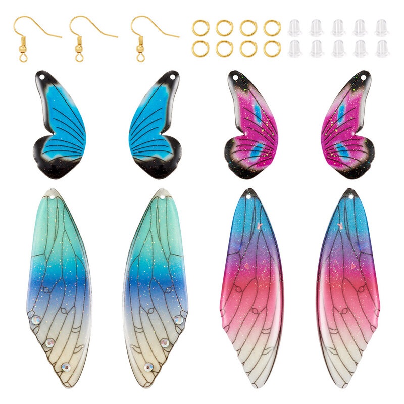 1Set Resin Acrylic Butterfly Wing Pendants Insect Dragonfly Feather Charm for DIY Jewelry Making Dangle Earring Necklace Decor