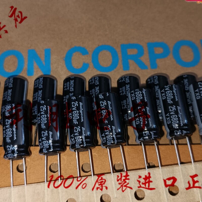 Condensador electrolítico rubí RUBYCON, 10 piezas, 680UF, 25V, 680UF