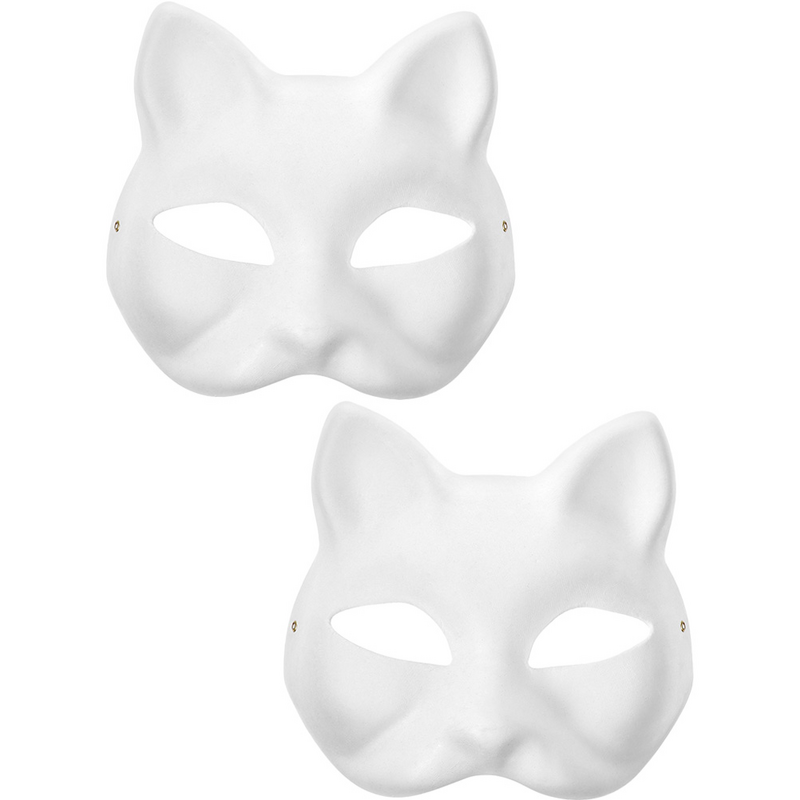 2 buah masker DIY kertas putih masker Masquerade Pulp Prom untuk pesta kosong lukisan Anak
