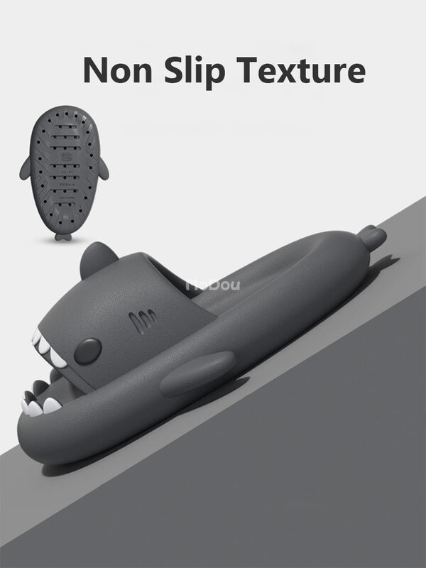 Mo Dou-Zapatillas con forma de tiburón para hombre y mujer, chanclas con dibujos animados de EVA para exteriores, 2023