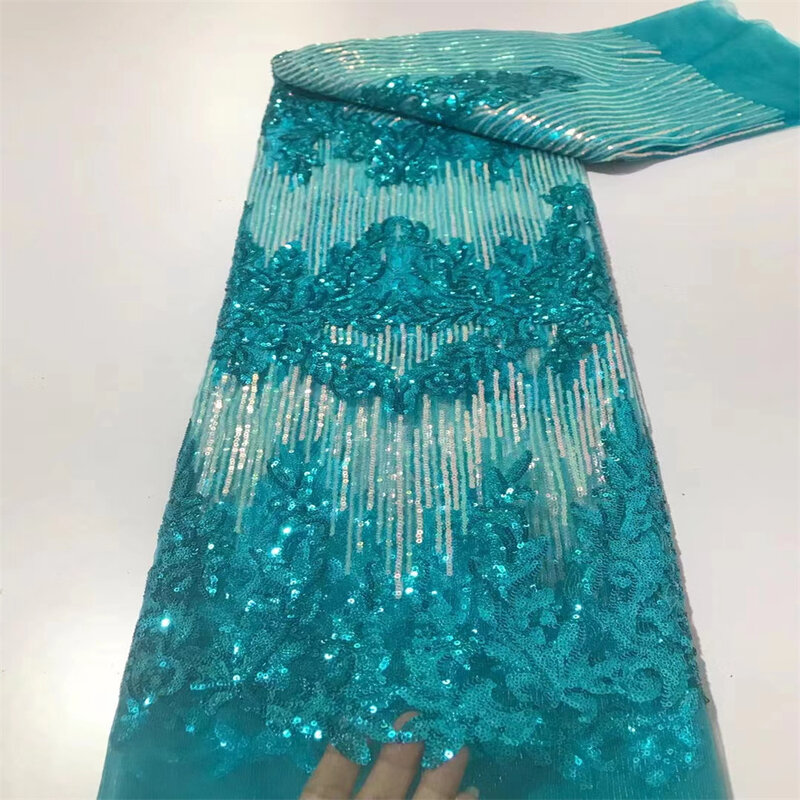 African Laces Fabric For Vestidos French Sequins Net Fabric Sew Embroidery Tulle Nigeria Womens Dresses 2024 High Quality JL1107