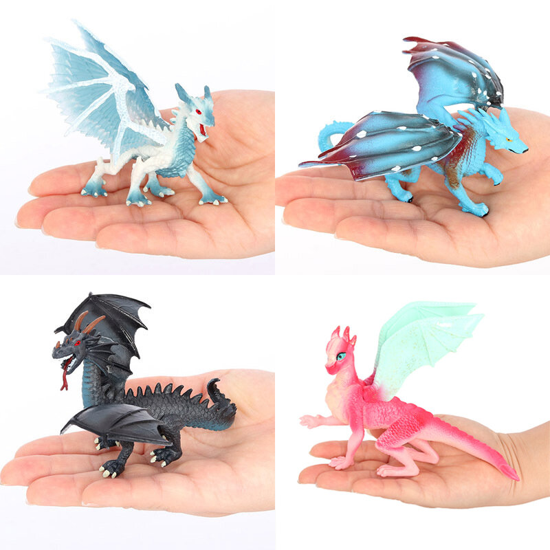 Mini figurines de dessin animé pour enfants, figurines de Dragon et de feu d'artifice, mignon, elfe, dinosaure, Animal ABS, cadeau idéal