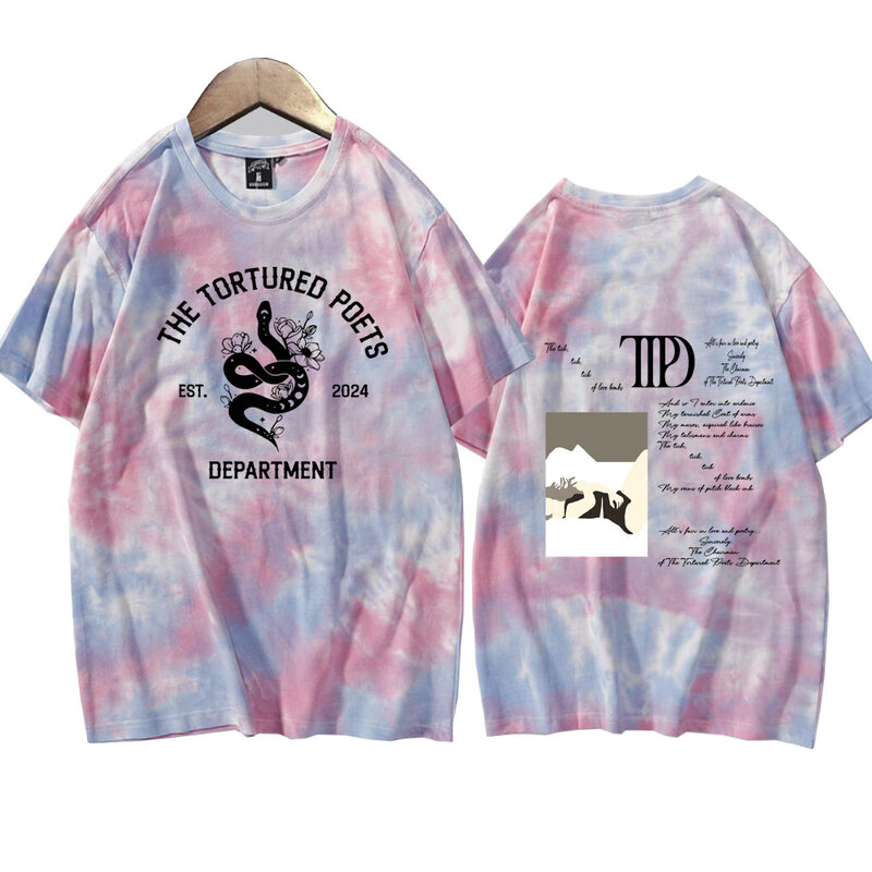 2024 The Tortured Poets Department Tie Dye Shirts Man Woman Harajuku  Round Neck Short Sleeve Tee