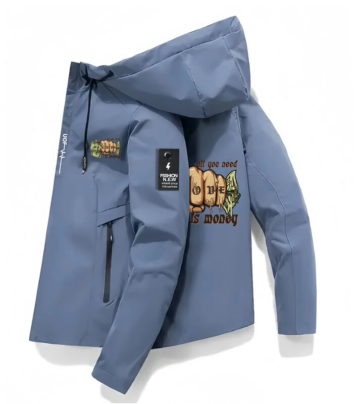 Tutto ciò di cui hai bisogno è denaro moda giacca con cerniera da uomo caricamento all'aperto abbigliamento Casual giacca a vento cappotti primavera autunno giacche