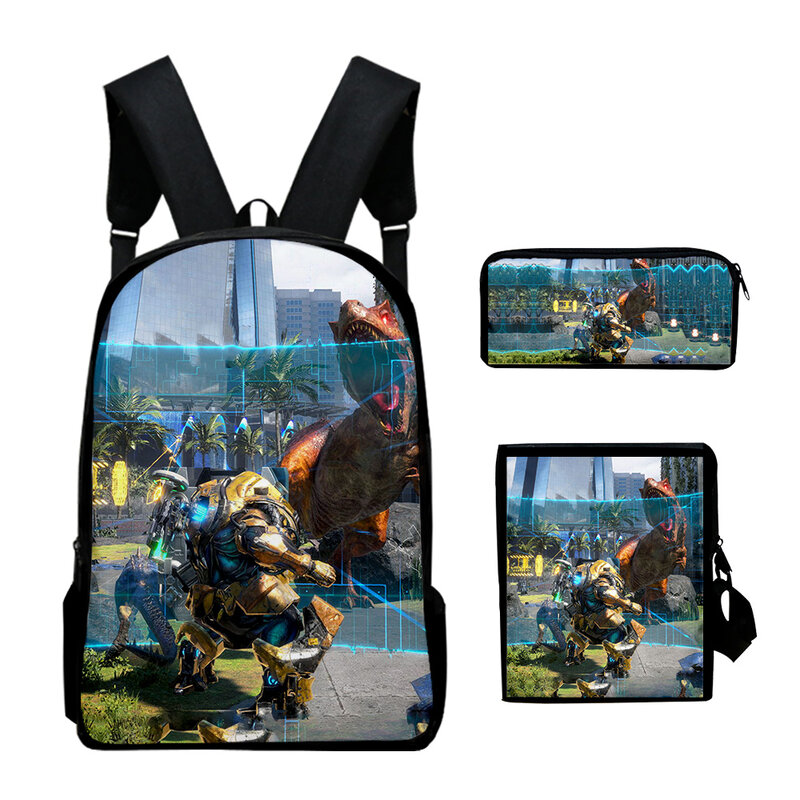 Exoprimal 2023 New Game Backpack 3 Pieces Sets Shoulder Bags Unisex Zipper Daypack Unique Pencil Bag