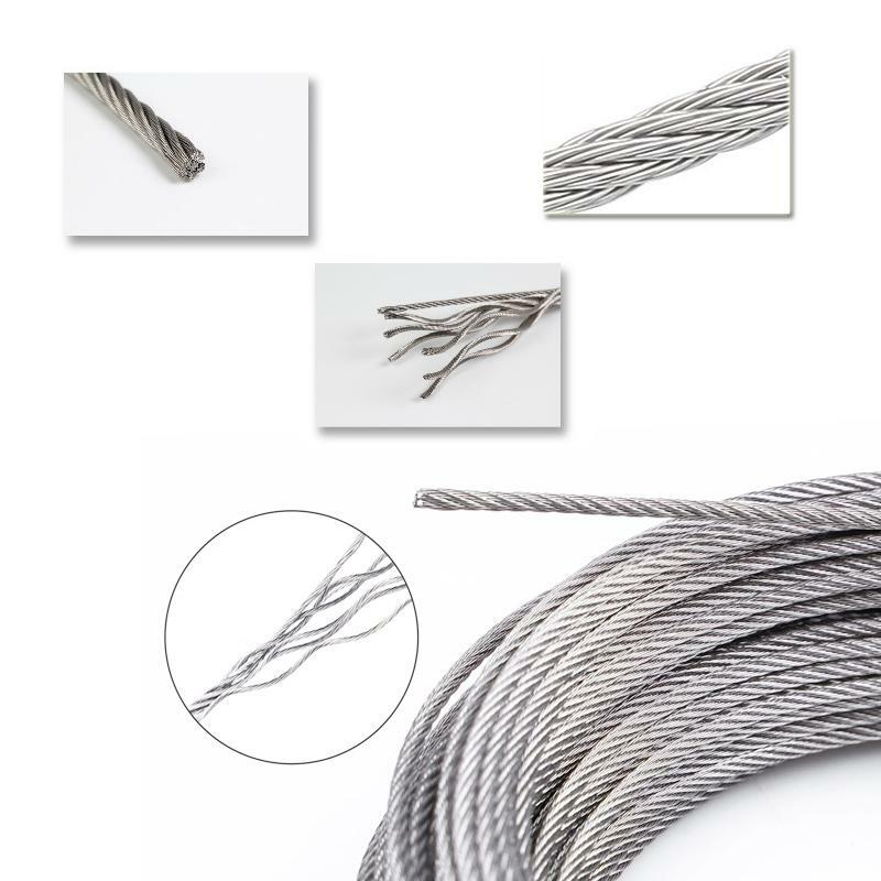 10m ~ 5m Durchmesser 0,5mm-3,0mm 7x7 Struktur Edelstahl drahtseil Alambre-Kabel weicheres Angel hub kabel