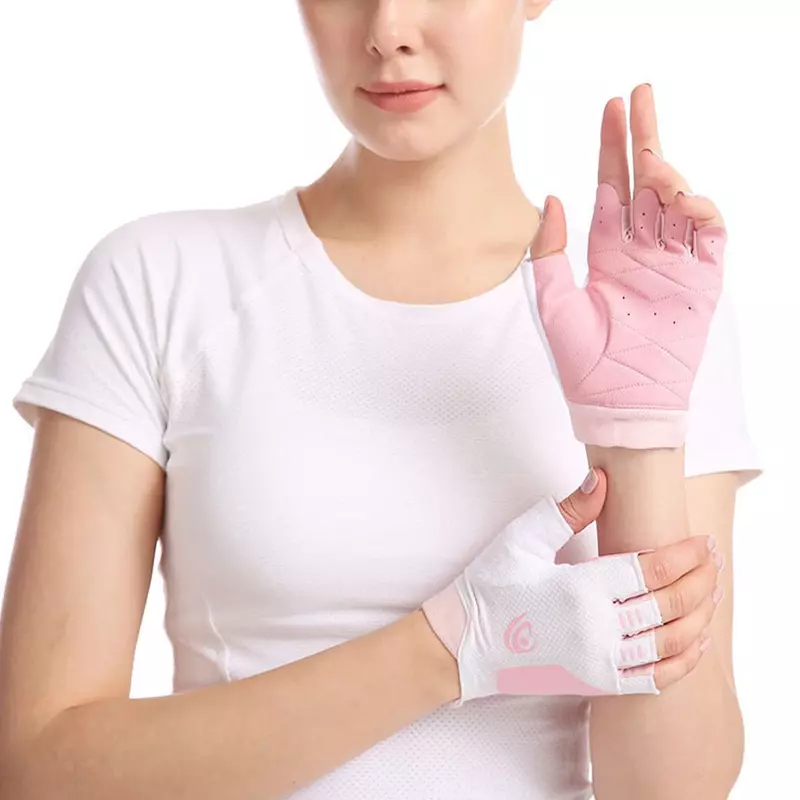 1 Pair Lightweight Breathable Fitness Gloves Palm Thickened Anti-Slip Anti-Cocoon Lifting Pull-Up Riding Half Finger Gloves