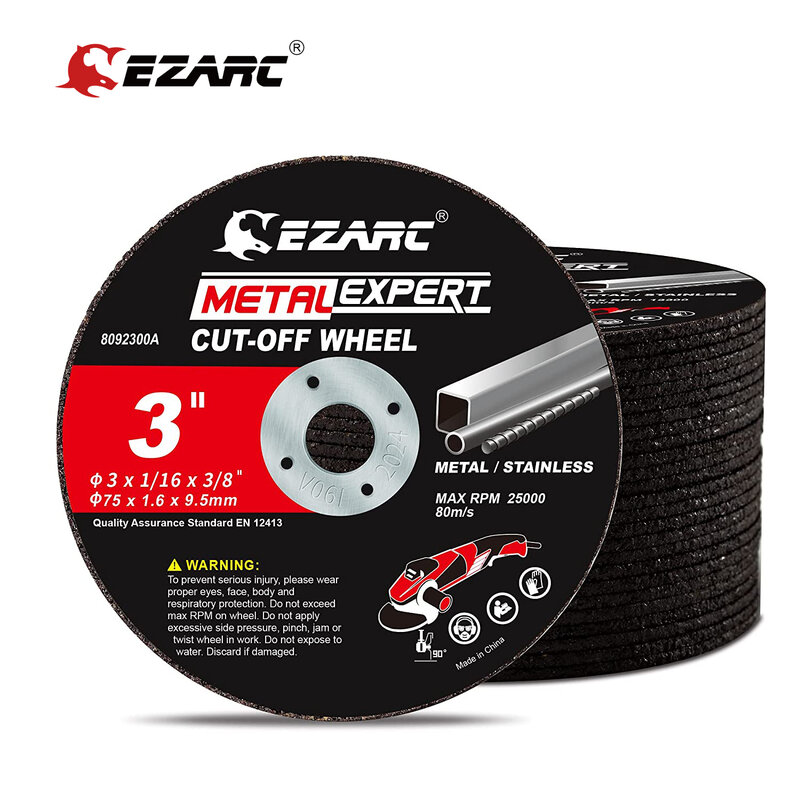 EZARC-ruedas de corte de 25 piezas, 75mm x 1,6mm x 9,5mm, disco de corte de Metal y acero satinado para amoladora de troqueles
