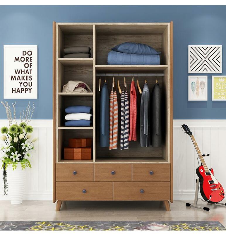 خزانة ملابس حديثة أمريكية مصنوعة من الخشب الصلب للأطفال ، بابين ، خزانة ملابس بثلاثة أبواب