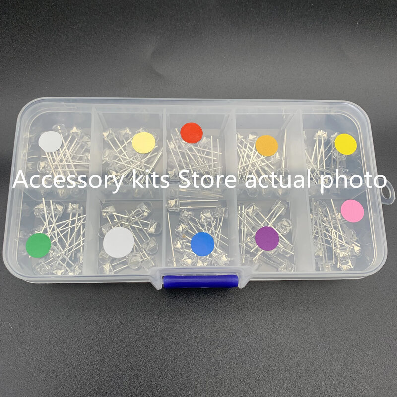 10 colors 5mm LED diode combination kit, F5 straw hat emitting DIY LED light diode electronic kit