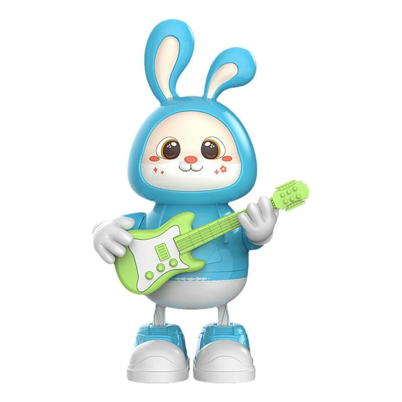 Танцующий кролик-качалка, милый кролик, игрушки для игры на гитаре, электронные интерактивные обучающие игрушки для детей, богатый звук, дети M0Y0