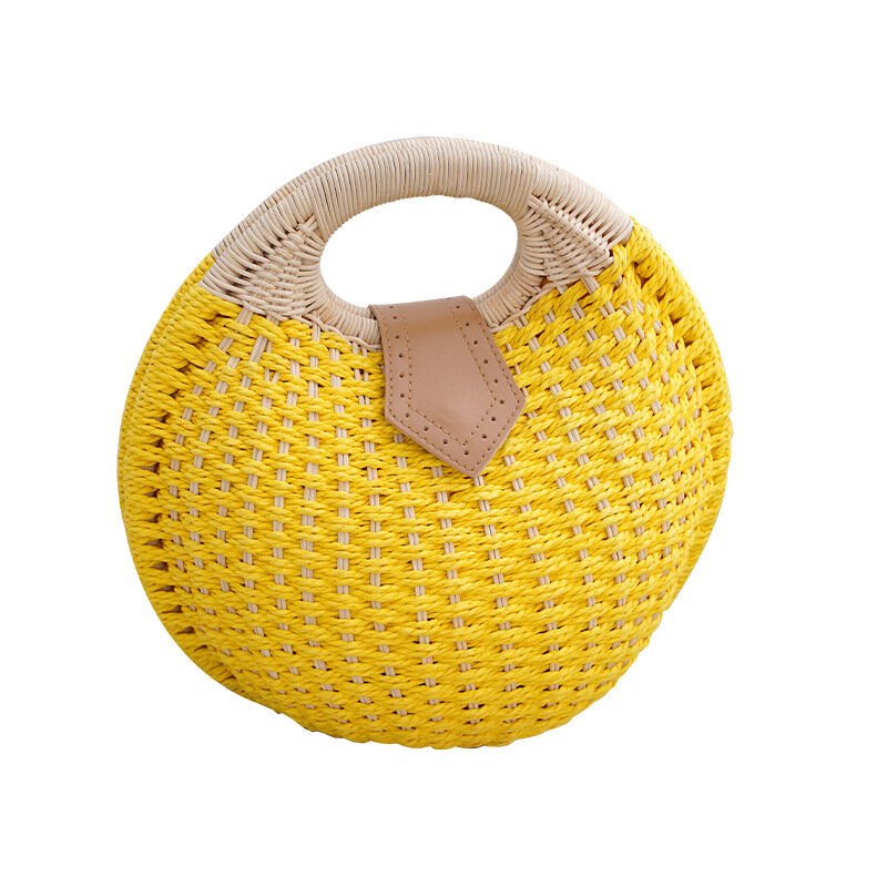 Праздничная соломенная сумка в форме ракушки, дизайнерский Плетеный маленький тоут ручной работы из ротанга, модная пляжная сумочка-Кроссбоди