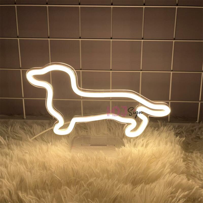 Неоновая вывеска USB в виде собаки, светодиодная неоновая подсветка для детской спальни, декоративная настольная лампа, креативный подарок на день рождения