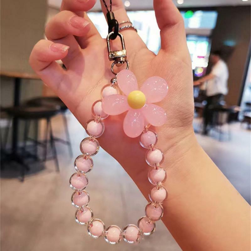 2~8PCS Fashion Colorful Butterfly Cellphone Case Wrist Strap Sweet Flower Beaded Phone Chain Lanyard New Jewelry Accessories for