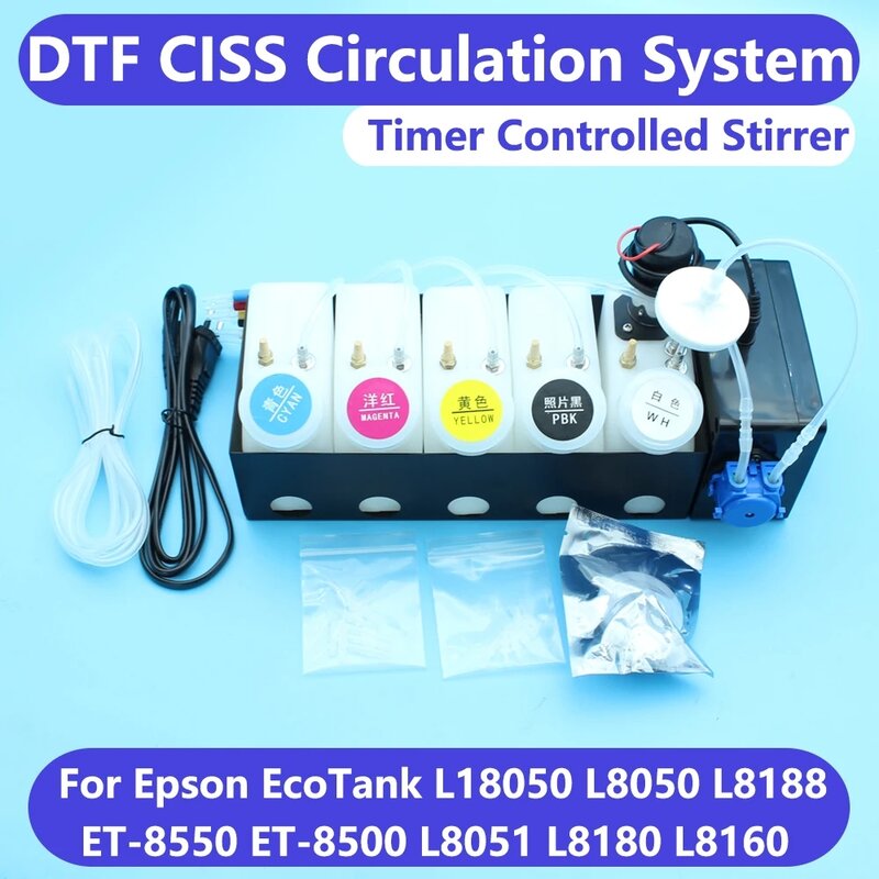 Система СНПЧ ET8550, для Epson ET-8550 L18050 L8050 L1800 L800 Xp600, белый резервуар для чернил, комплект для преобразования DTF, инструмент для модификации устройства