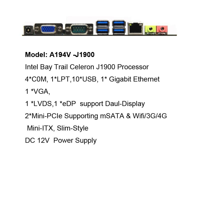 ขายร้อนสำหรับอุตสาหกรรม All In One PC,ธนาคารอุปกรณ์รวม X86 Matherboard A194V-J1900 Plus 12นิ้ว G121XTN01.0