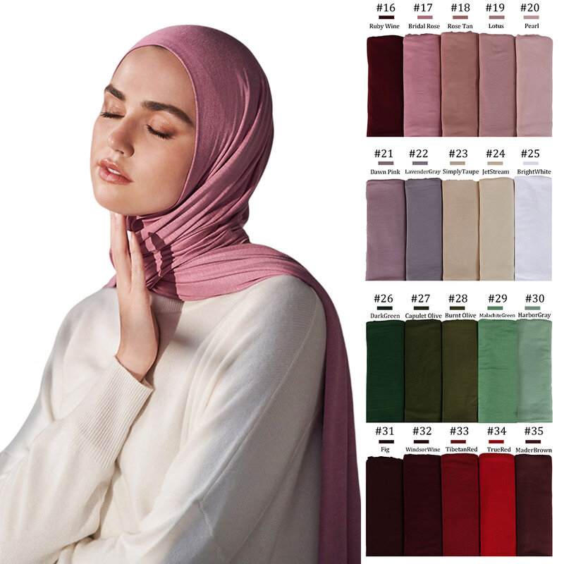 Donne musulmane Jersey Hijab Sciarpa Elastico Modal Cotone Hijab Pianura Morbido Turbante Testa Avvolge Islamico Africa Foulard Sciarpe