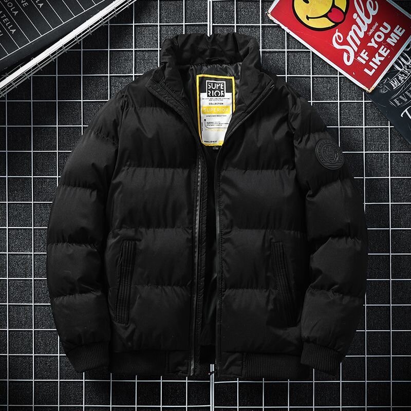 Новинка Осень-зима 2023, Классическая модная однотонная пуховая куртка, мужское повседневное свободное плотное теплое высококачественное пальто большого размера