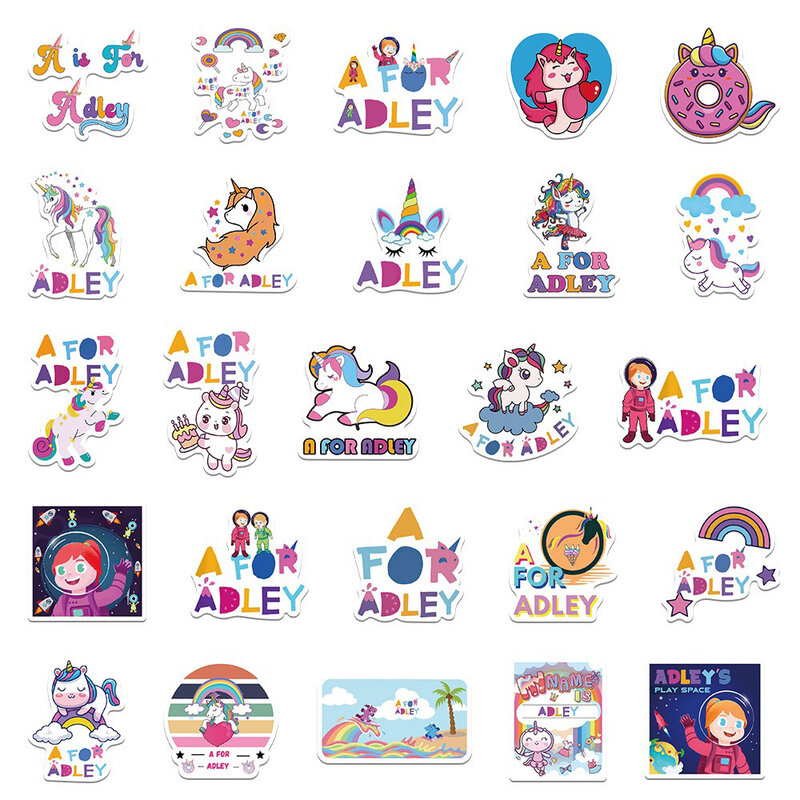 10/30/50PCS Cartoon Game Unicorn A for Adley Stickers DIY Phone Laptop Luggage Skateboard Graffiti Decals Fun for Kid Toy