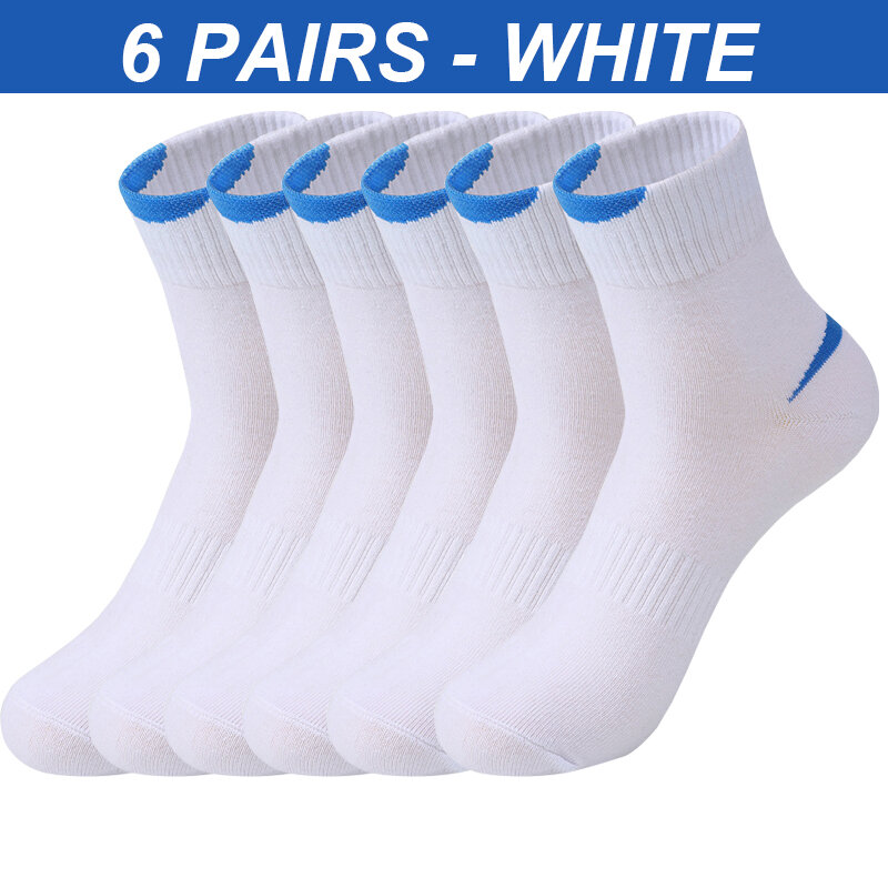 Calcetines deportivos de algodón peinado para hombre, medias de alta calidad, transpirables, informales, color sólido, 6 par/lote, blanco y negro, EUR 38-45