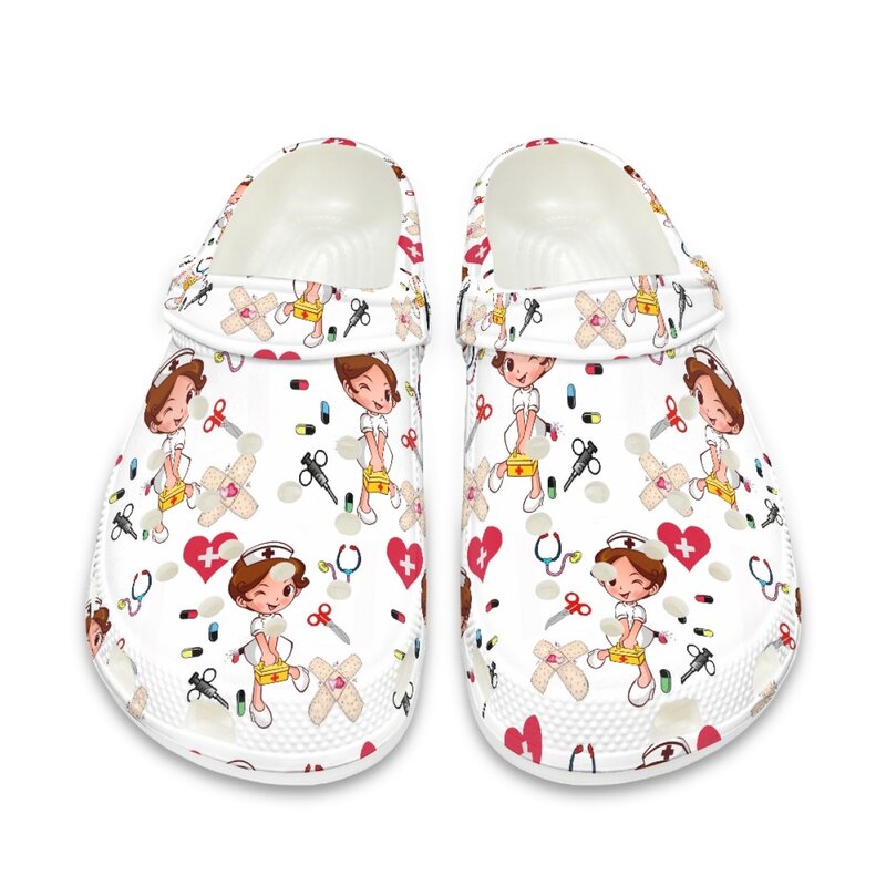Instantart sandal suster wanita, Kasut selop ringan lembut pola kartun perawat bernafas untuk remaja perempuan