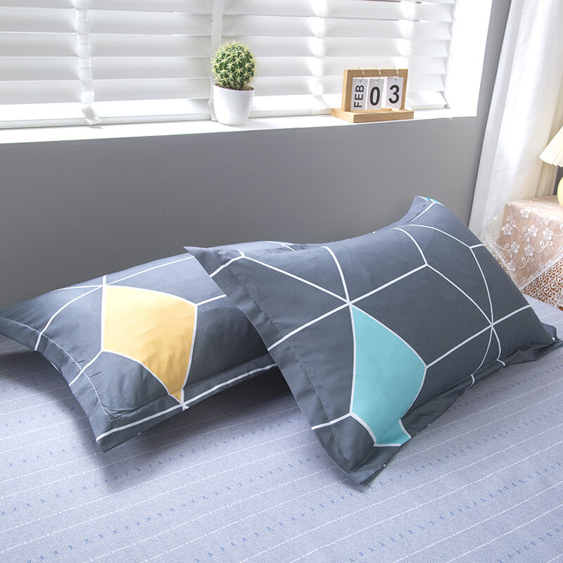 Fundas de almohada rectangulares con patrón geométrico a cuadros simples, 2 piezas, 48x74cm, para dormitorio de adultos