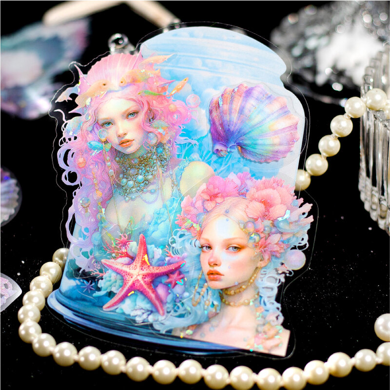 Pegatina de mascota DIY de decoración creativa retro de la serie Deep sea shimmer, 12 paquetes por lote