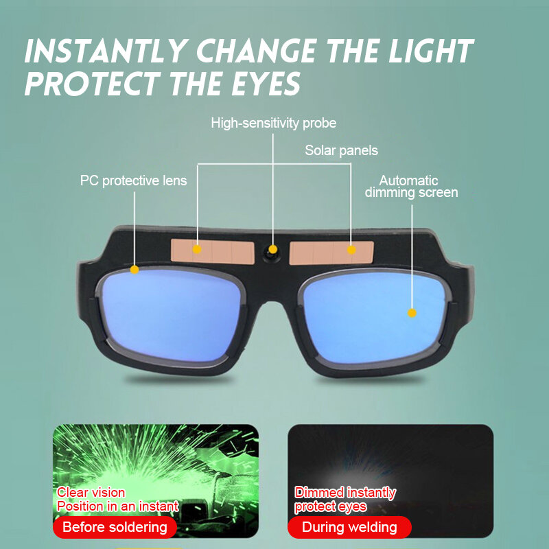 Escurecimento Automático Soldagem Óculos Argon Arc Welding Solar Goggles Especial Anti-reflexo Óculos Ferramentas para Soldadores Escurecimento Automático