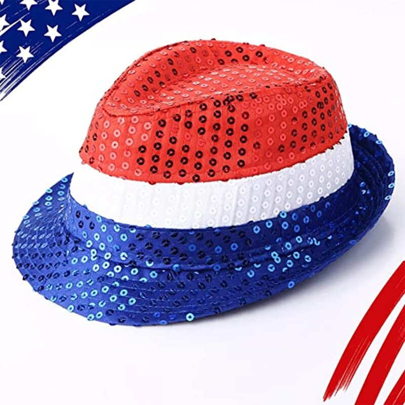 Independance Day Accessories Uncle-Sam Costume Set Headband Hat Necklaces Cosplays Accessory for Gilrs Women