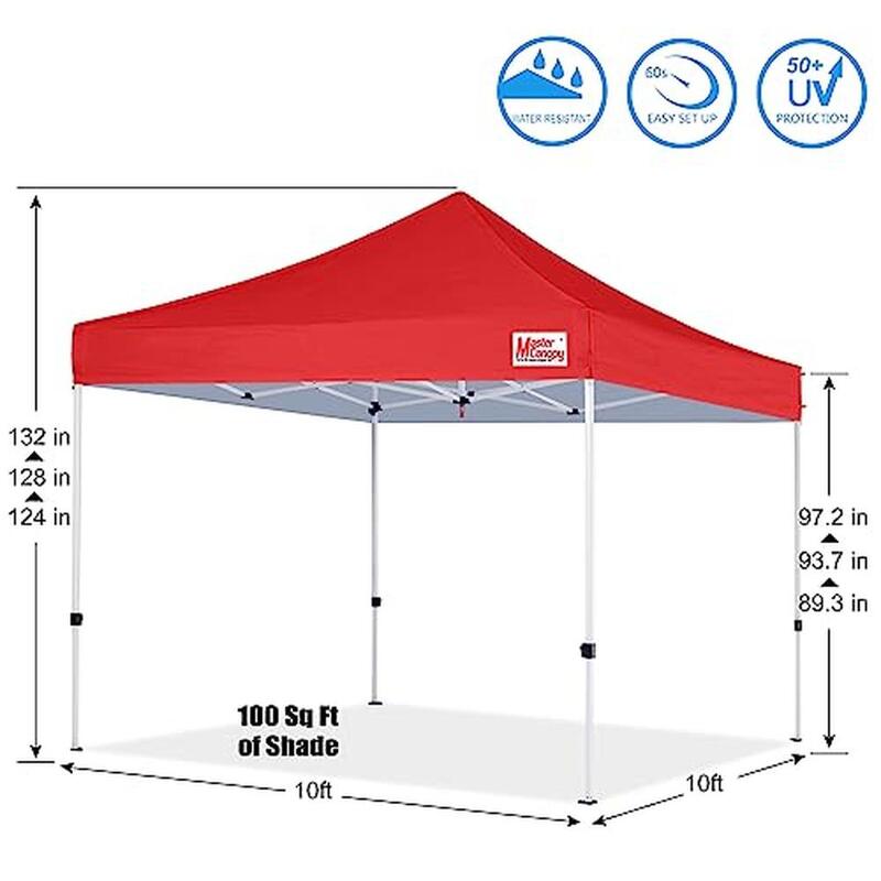 Komercyjny namiot z baldachimem Pop Up 10x10 Instant Shelter Red Shade Market Stall Party 100Sqft Worki z piaskiem Liny Stakes Torba na kółkach