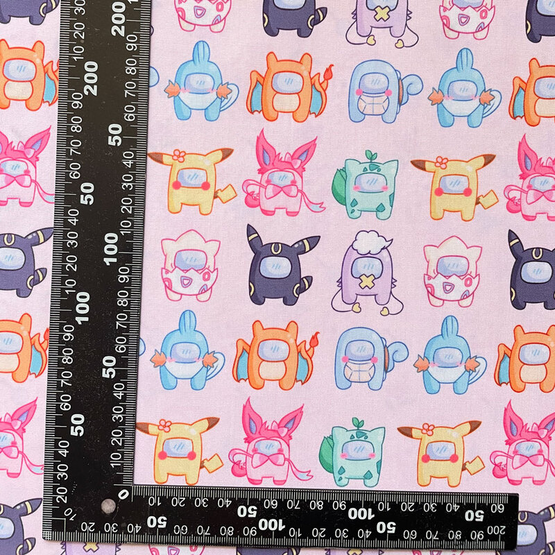Tissu de dessin animé Pokemon pour enfants, patchwork de couture fait à la main, courtepointe, robe de bébé, feuille de maison, tissu imprimé, 140x50cm