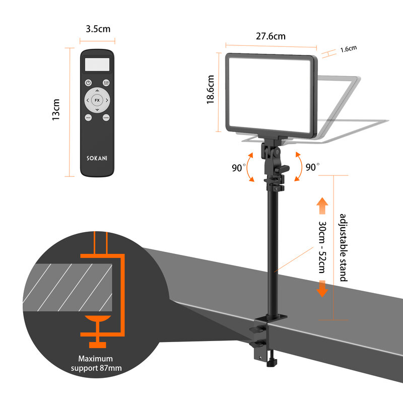 Sokani-Panel de luz LED regulable P25 para vídeo, lámpara de relleno, iluminación de fotografía para transmisión en vivo, estudio fotográfico, vídeo, reuniones de deportes electrónicos