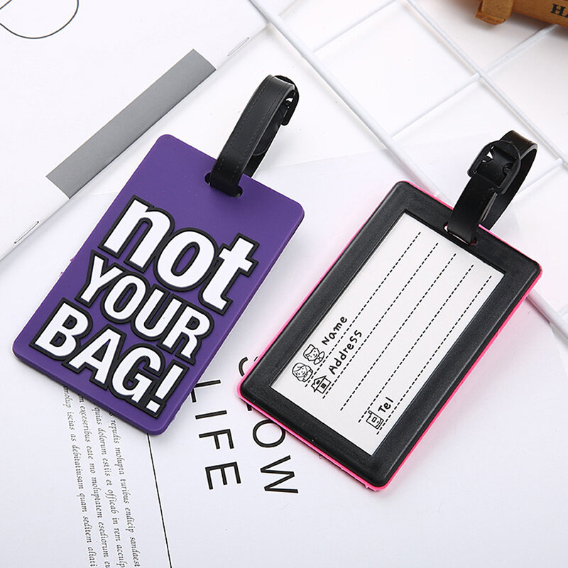 1 szt. Geometryczny etykiety na bagaż walizka identyfikator torba bagażowa silikonowa etykieta z miękkiej etykiety z Pvc akcesoria podróżne przywieszka na bagaż
