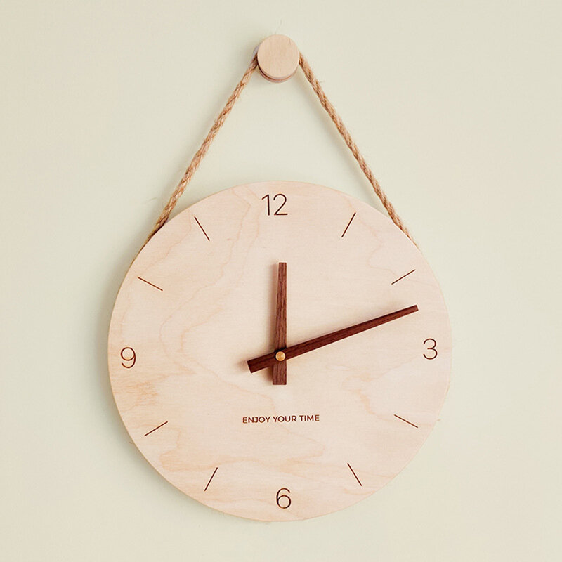 Relógio Estético de Madeira com Corda Suspensa, Dados de Medição Manual, Adequado para Sala, Mesa, Parede, Diâmetro cm