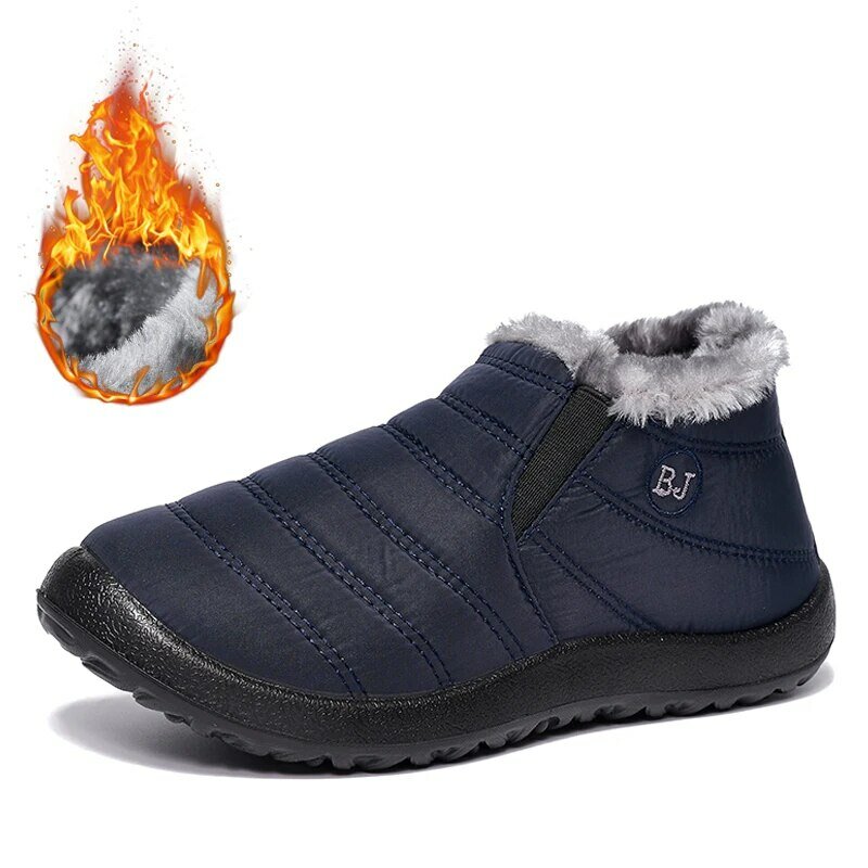 Зимние мужские ботинки, водонепроницаемые зимние ботинки, теплые меховые повседневные мужские ботинки, противоскользящие ботинки
