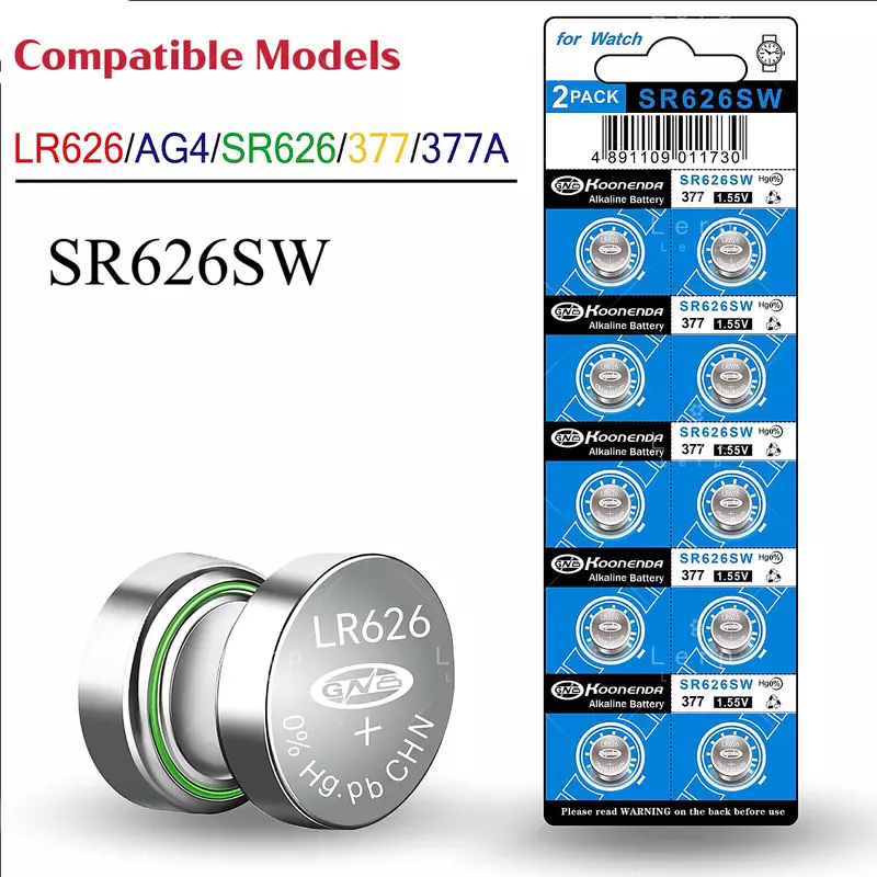 Batería de 4 botones AG 377 para reloj LR626 / SR626SW / 377A