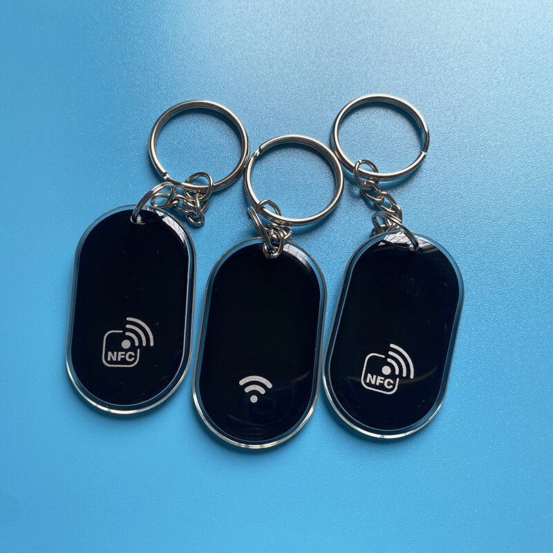 Porte-clés époxy NFC Ntag213 ISO14443A, cartes à puce RFID de proximité 13.56MHz, pour le partage d'informations de contact sur les réseaux sociaux