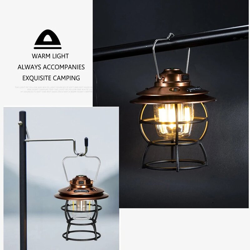 범용 LED 휴대용 캠핑 랜턴, 3 가지 조명 모드 램프, 하이킹, 캠핑, 피크닉, 비상 정전, 야외, 2000mAh