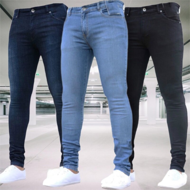 Spodnie męskie Retro mycie na zamek jeansy ze streczem dorywczo szczupłe spodnie do fitnessu męskie Plus rozmiar ołówkowe spodnie Denim obcisłe dżinsy rurki dla mężczyzn
