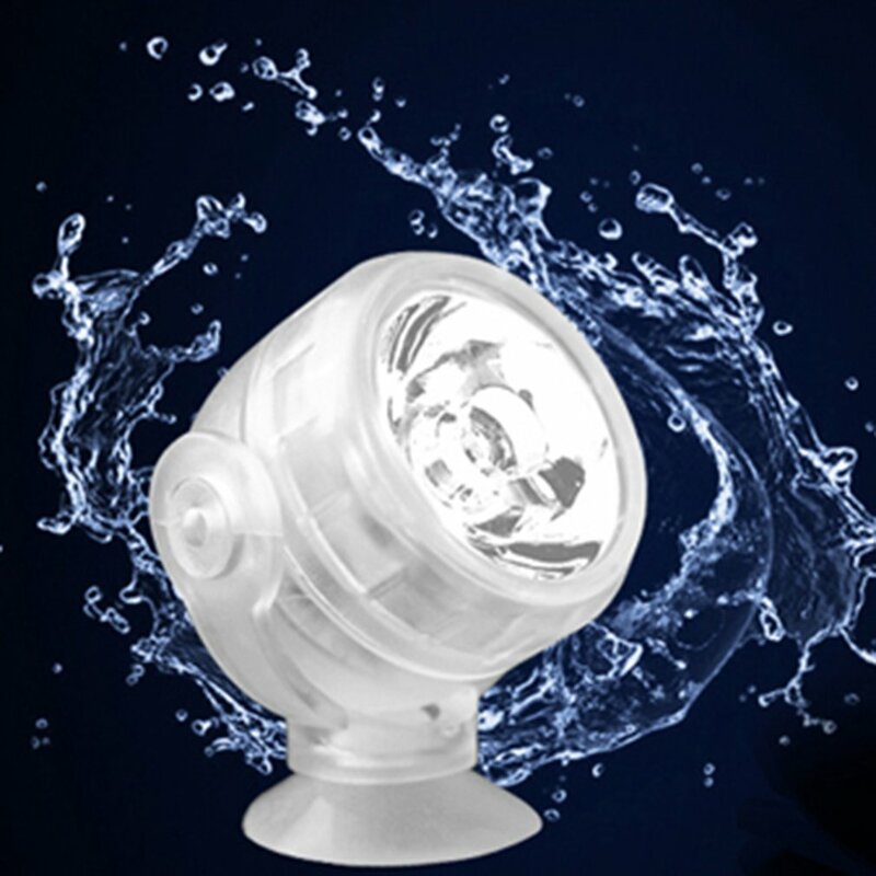 Small Size Aquarium Waterproof LED Spotlight Submersible Light Convex Lens Suction Cup Fish Tank Decorative Lamp Indoor Lighting